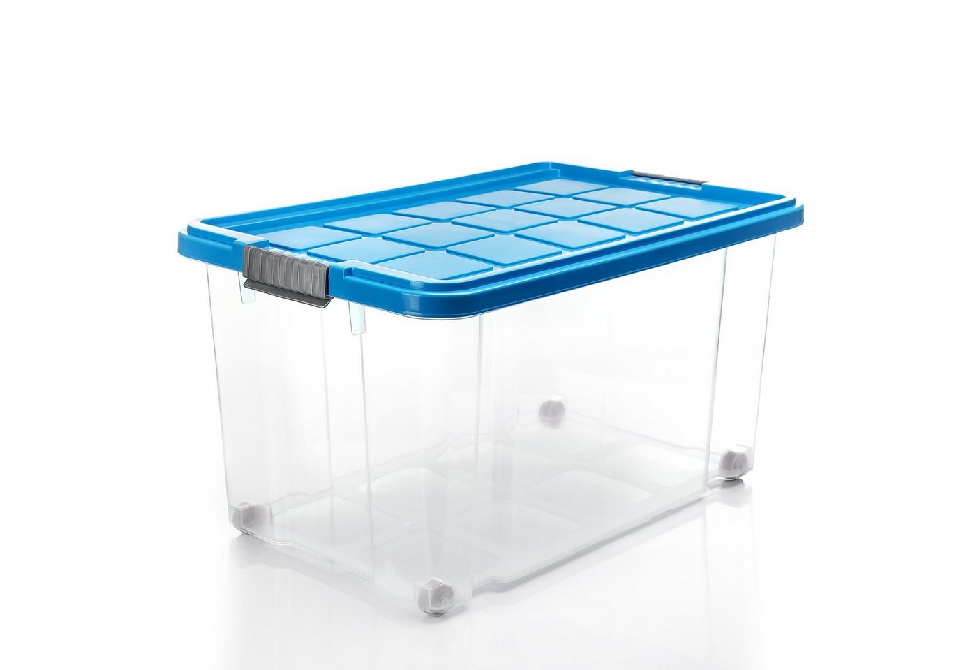 BigDean Aufbewahrungsbox 60 L mit Deckel groß – robuste Stapelbox rollbar mit Klickverschlüssen (Set, 2 St., Aufbewahrungsbox + Deckel + Rollen), Sicher Stapelb – Bild 2 von 5