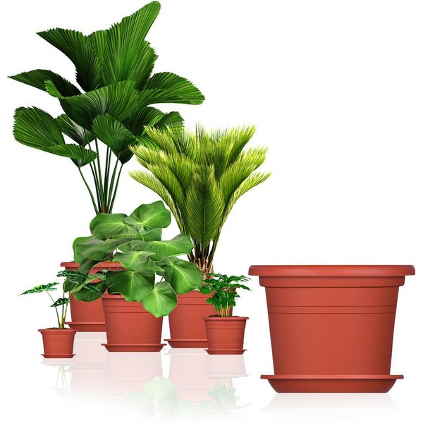 BigDean Blumentopf mit Untersetzer Kunststoff rund (Set, 5 St., Pflanztopf + Untersetzer), Blumentopf, Pflanztop, mit Untersetzer, Wetterfest, Hochwertig