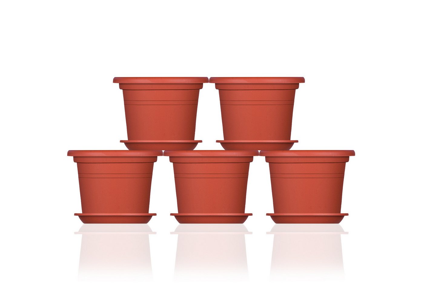 BigDean Blumentopf mit Untersetzer Kunststoff rund (Set, 5 St., Pflanztopf + Untersetzer), Blumentopf, Pflanztop, mit Untersetzer, Wetterfest, Hochwertig – Bild 2 von 5