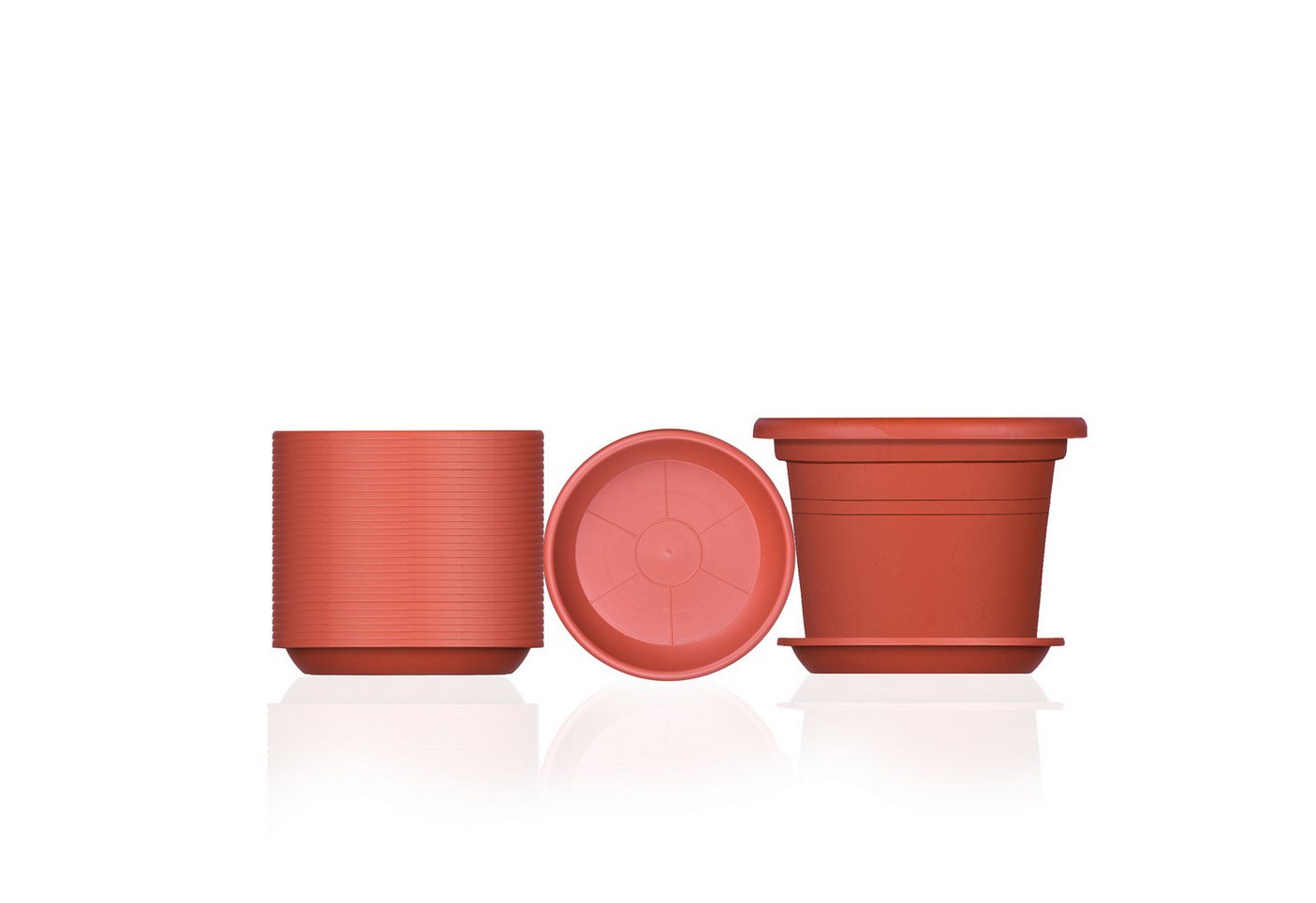 BigDean Blumentopf mit Untersetzer Kunststoff rund (Set, 5 St., Pflanztopf + Untersetzer), Blumentopf, Pflanztop, mit Untersetzer, Wetterfest, Hochwertig – Bild 4 von 5