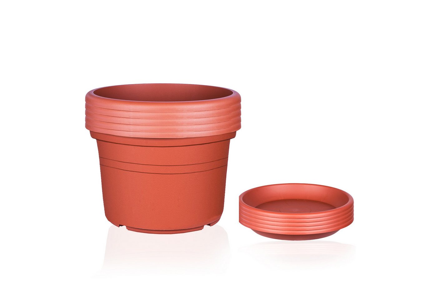 BigDean Blumentopf mit Untersetzer Kunststoff rund (Set, 5 St., Pflanztopf + Untersetzer), Blumentopf, Pflanztop, mit Untersetzer, Wetterfest, Hochwertig – Bild 5 von 5
