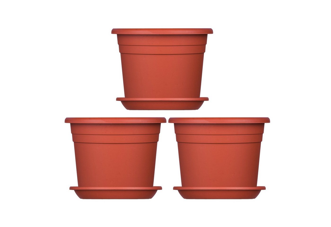 BigDean Blumentopf mit Untersetzer Kunststoff rund (Set, 3 St., Pflanztopf + Untersetzer), Blumentopf, Pflanztop, mit Untersetzer, Wetterfest, Hochwertig – Bild 2 von 5