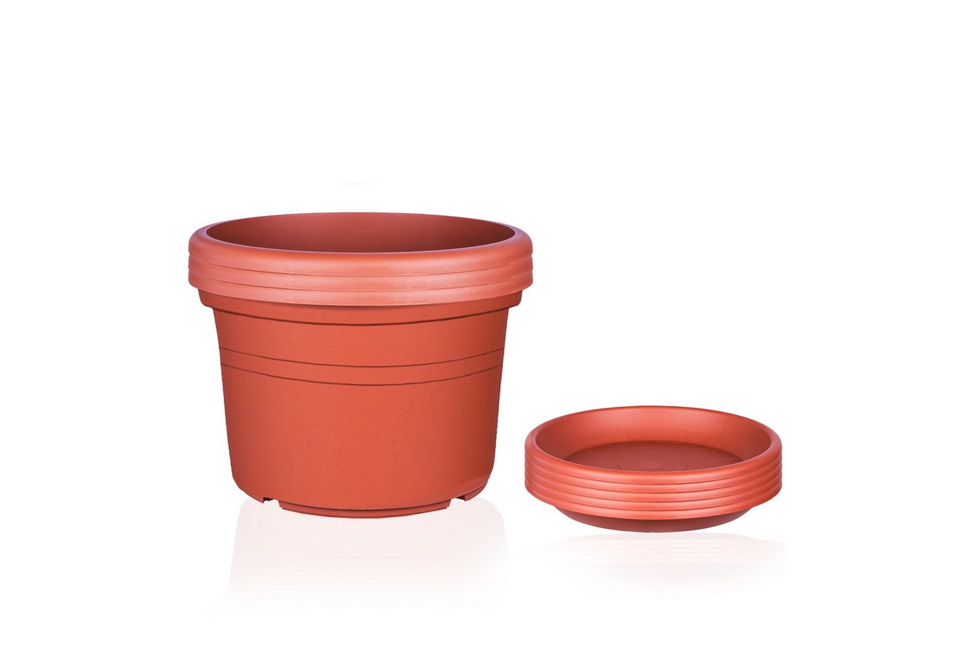 BigDean Blumentopf mit Untersetzer Kunststoff rund (Set, 3 St., Pflanztopf + Untersetzer), Blumentopf, Pflanztop, mit Untersetzer, Wetterfest, Hochwertig – Bild 5 von 5