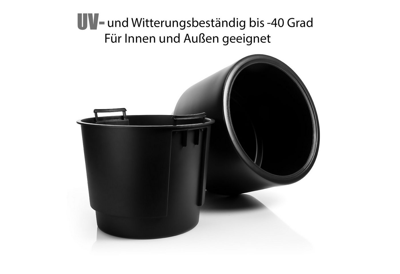 BigDean Blumentopf Pflanzkübel Design mit Einsatz rund ø 47 cm (Set, 1 St., 1 Pflanztopf + 1 Übertopf), Übertopf & Topf, 47cm Durchmesser, Schwarz, Wetterfest & – Bild 5 von 5