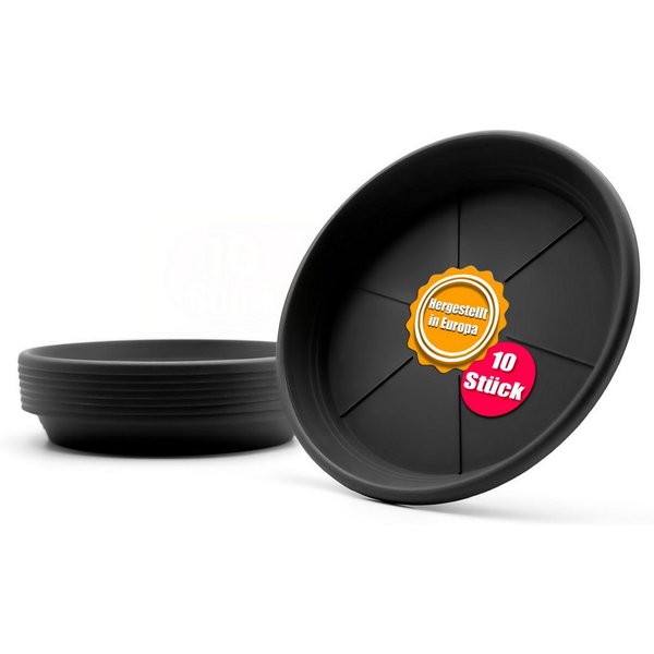 BigDean Blumentopfuntersetzer 10 Stück Topfuntersetzer Ø 19,5 cm in Anthrazit Made in Europe, Zubehör für Pflanztöpfe, Set, 10-tlg., Klassische Blumentopf Unter