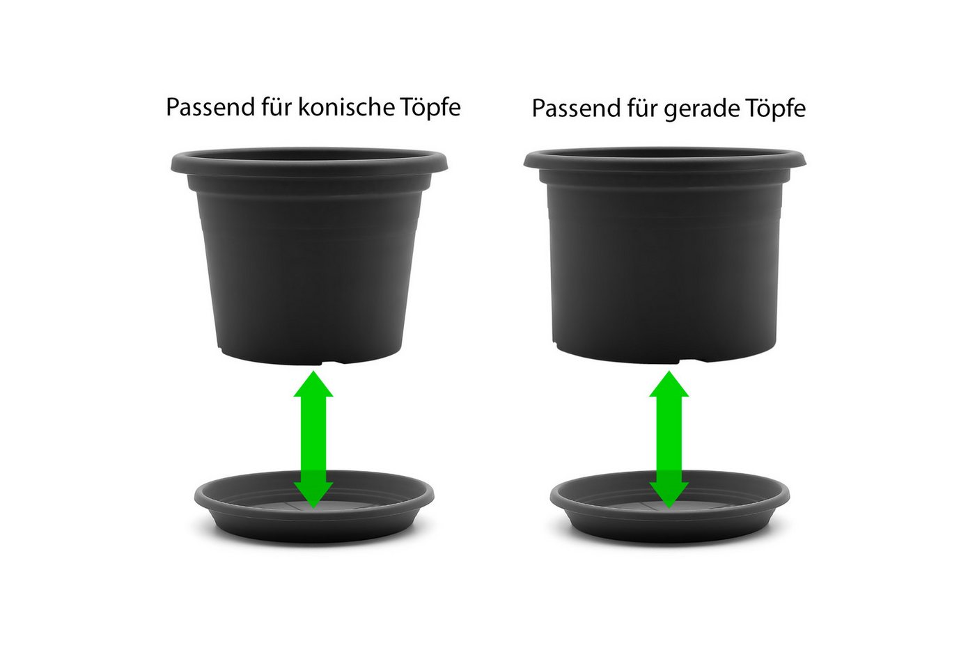 BigDean Blumentopfuntersetzer 10 Stück Topfuntersetzer Ø 19,5 cm in Anthrazit Made in Europe, Zubehör für Pflanztöpfe, Set, 10-tlg., Klassische Blumentopf Unter – Bild 5 von 5