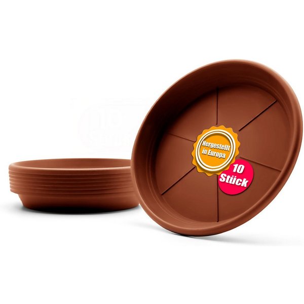 BigDean Blumentopfuntersetzer 10 Stück Topfuntersetzer Ø 19,5 cm in Terracotta Made in Europe, Zubehör für Pflanztöpfe, Set, 10-tlg., Klassische Blumentopf Unte