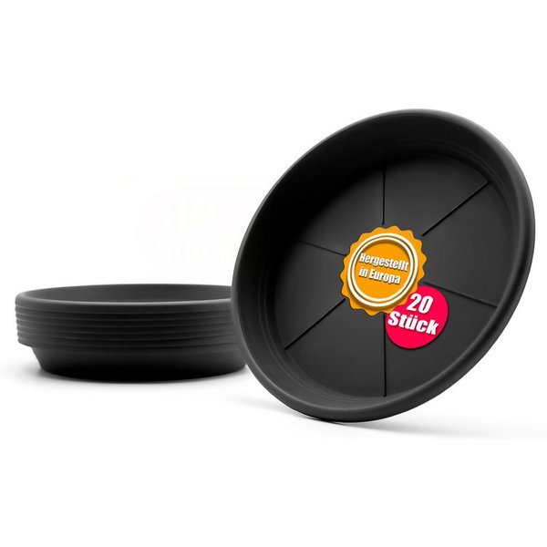 BigDean Blumentopfuntersetzer 20 Stück Topfuntersetzer Ø 19,5 cm in Anthrazit Made in Europe, Zubehör für Pflanztöpfe, Set, 20-tlg., Klassische Blumentopfunters