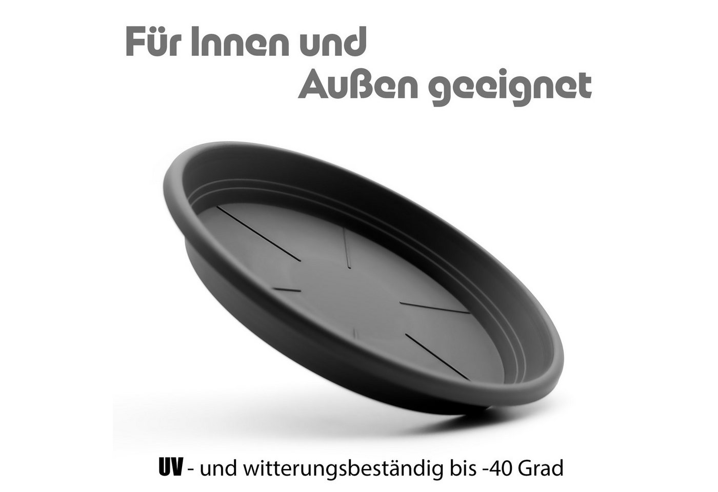 BigDean Blumentopfuntersetzer 20 Stück Topfuntersetzer Ø 19,5 cm in Anthrazit Made in Europe, Zubehör für Pflanztöpfe, Set, 20-tlg., Klassische Blumentopfunters – Bild 4 von 5