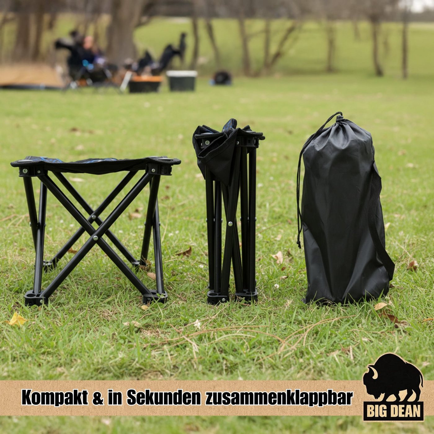 BigDean Campinghocker kleiner Camping Hocker 23cm Angelhocker Campinghocker Dreibeinhocker (Packung, 1 St., Falthocker), Klein, 500gramm Leicht, 100kg Belastbar – Bild 4 von 5