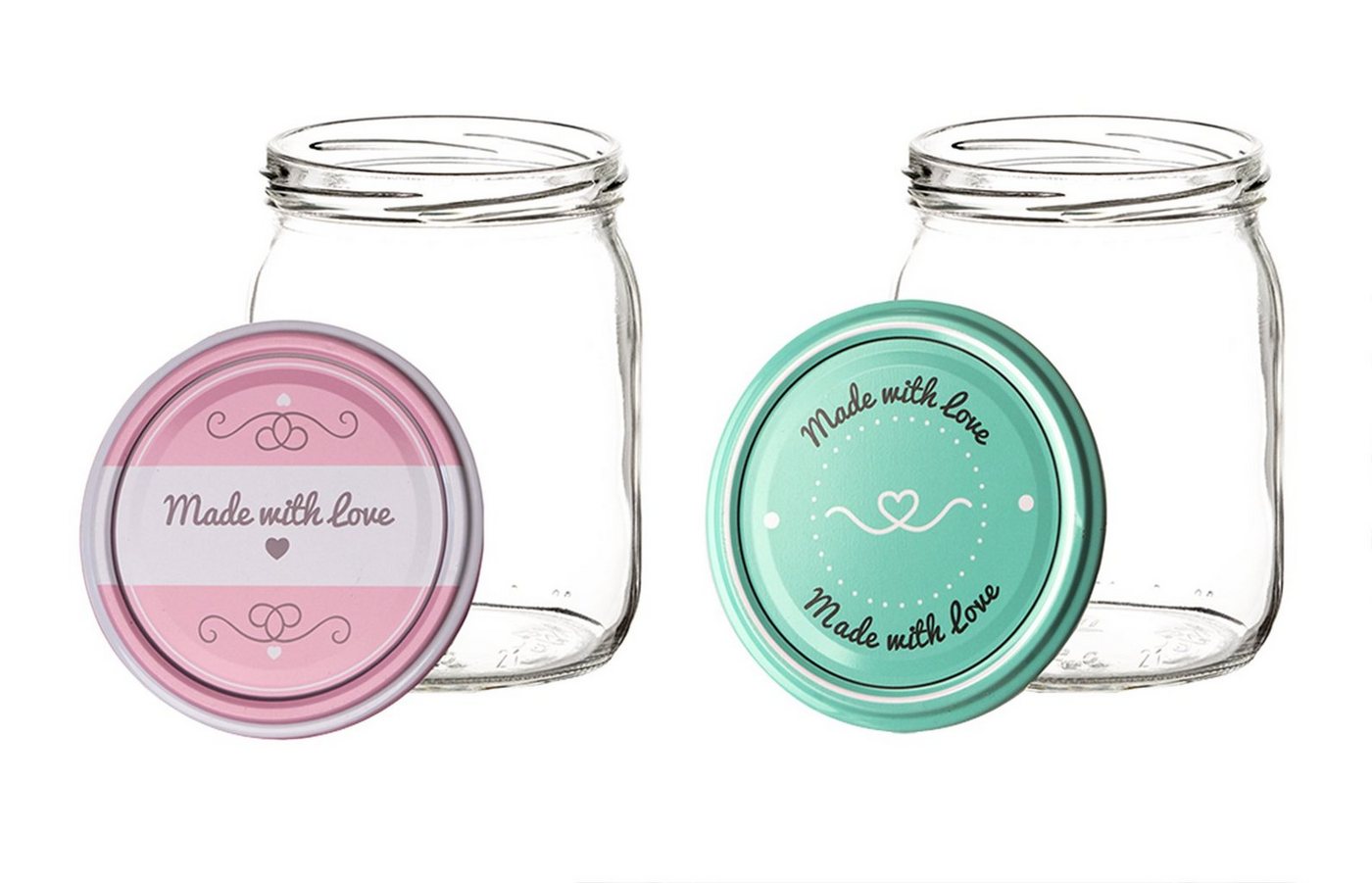 BigDean Einmachglas 12er Set Einmachgläser Deckel rosa pastell-grün 250ml Sturzglas, Glas, (12-tlg) – Bild 2 von 5