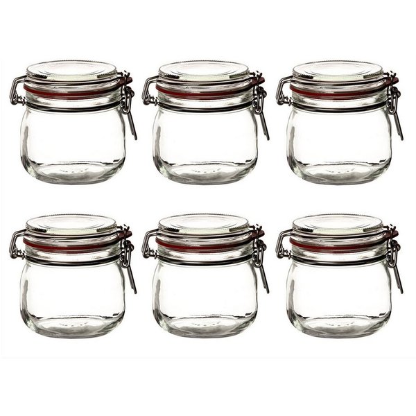 BigDean Einmachglas 6x Drahtbügelgläser 600ml Bügelverschluss Made in Germany Einweckgl, Glas, (Set, 6-tlg., Vorratsgläser), Einweck Glas, Bügelglas, Drahtbügel
