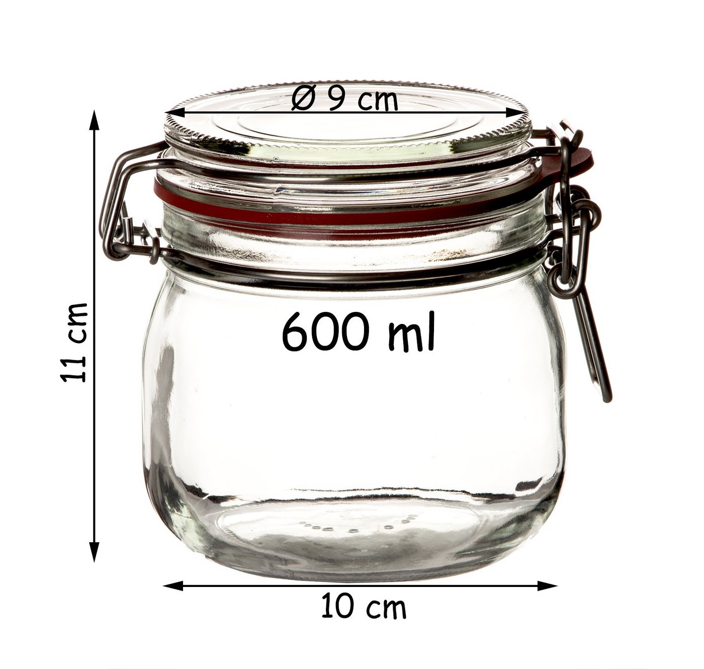 BigDean Einmachglas 6x Drahtbügelgläser 600ml Bügelverschluss Made in Germany Einweckgl, Glas, (Set, 6-tlg., Vorratsgläser), Einweck Glas, Bügelglas, Drahtbügel – Bild 5 von 5