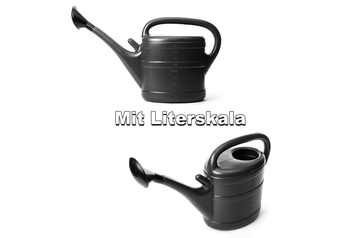 BigDean Gießkanne 10 Liter anthrazit - Gartengießkanne mit Abnehmbarer Brause (Set, 1-tlg., Gießkanne + Brausenkopf), Robustter Kunststoff, Gießbrausenaufsatz,  – Bild 4 von 5