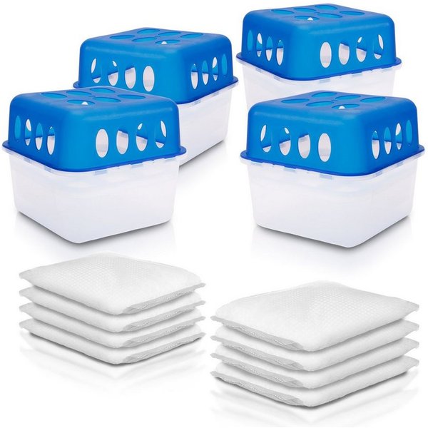 BigDean Granulat-Luftentfeuchter 4x Ultrafresh Luftentfeuchter Feuchtigkeits-Stopper mit 8 x 400g, für 75 m³ Räume, Entfeuchtung 0 l/Tag, Tank 0 l, Luftentfeuch