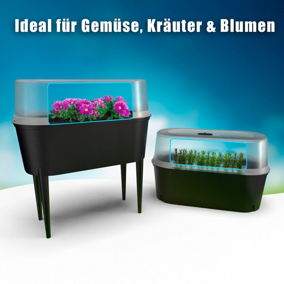 BigDean Hochbeet Balkon mit Abdeckung aus robustem Kunststoff abnehmbare Beine (Packung, 1 St., Hochbeet), Mit Haube, Robust, Kompakt – Bild 2 von 5