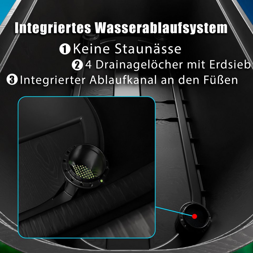 BigDean Hochbeet Balkon mit Abdeckung aus robustem Kunststoff abnehmbare Beine (Packung, 1 St., Hochbeet), Mit Haube, Robust, Kompakt – Bild 4 von 5