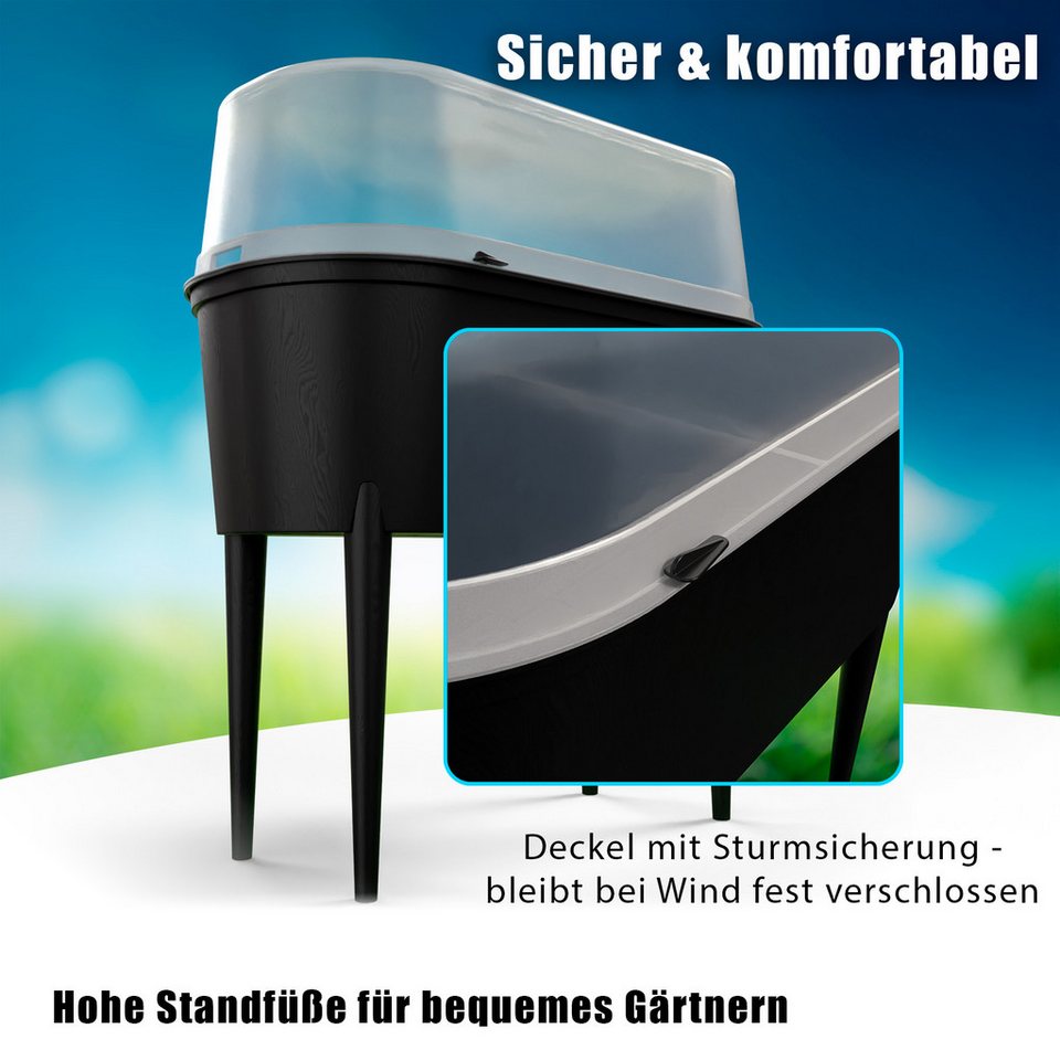 BigDean Hochbeet Balkon mit Abdeckung aus robustem Kunststoff abnehmbare Beine (Packung, 1 St., Hochbeet), Mit Haube, Robust, Kompakt – Bild 5 von 5