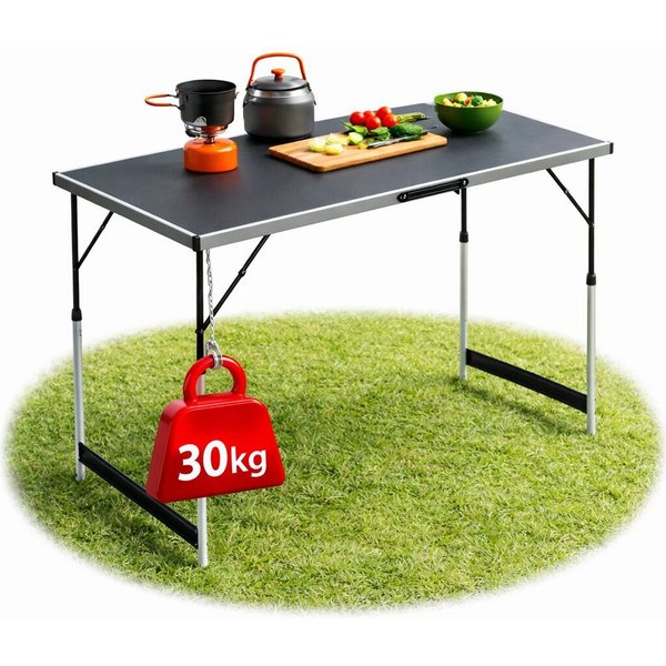 BigDean Klapptisch Stabiler Multifunktionaler höhenverstellbarer klappbarer Campingtisch (Packung, 1-St., Klapptisch), 4-fach Höhenverstellbar, 30kg Belastbar, 