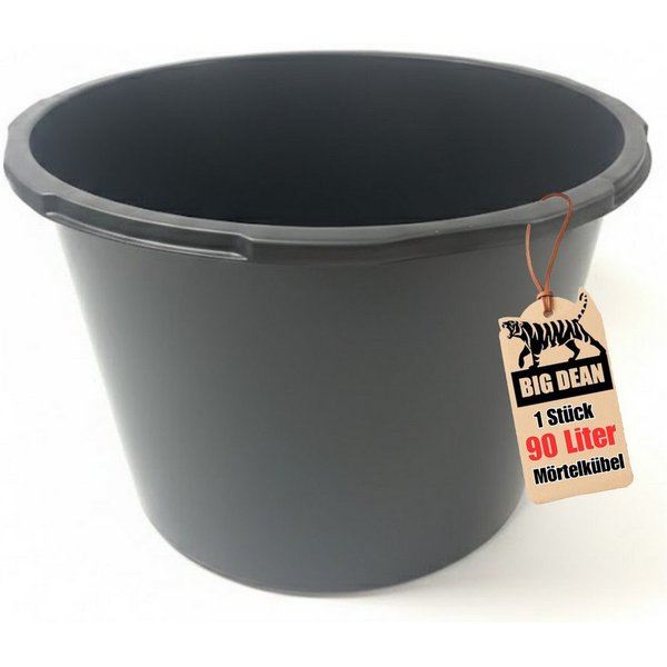 BigDean Mörtelkübel 90 Liter, Schwarz, Kunststoff, Made in Poland, UV-beständig, Stapelbar, (Stück, 1-tlg., Mörteleimer), Verstärkter Rand, ergonomische Griffmu