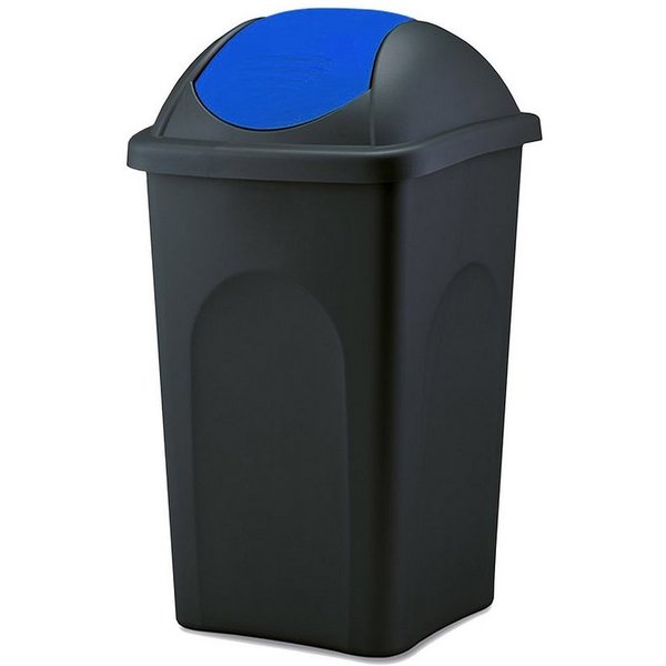 BigDean Mülleimer 60 L XL schwarz Blau Schwingdeckel Müllsammler Abfalleimer Mülltonne, XL Mülleimer, Schwingdeckel, 60L, Dezente Optik