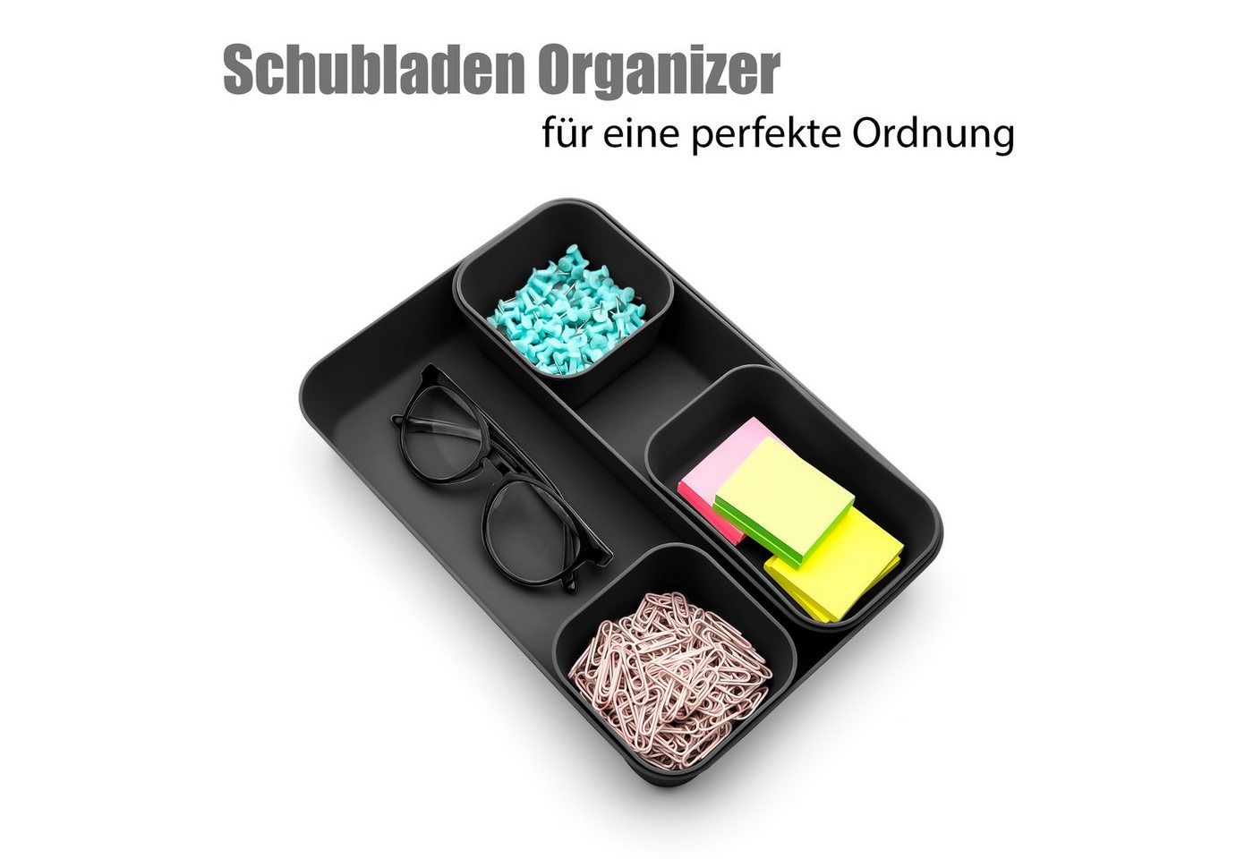 BigDean Organizer Schubladen Organizer mit 8 Fächern in Schwarz (Set, 1 St., 8 tlg), Küche (Lebensmittelecht), Schreibtisch, Büro – Bild 2 von 5