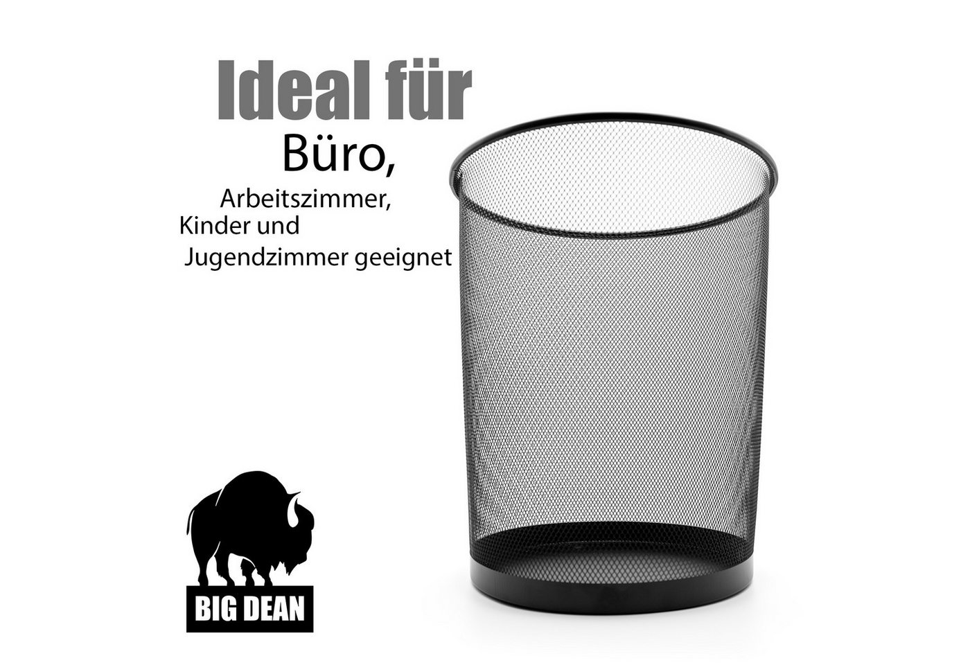 BigDean Papierkorb Mülleimer schwarz 20L Draht robuster Papiereimer für Papierabfälle, Klassisches Zeitloses Design, Leicht, Langlebig, Stabil – Bild 4 von 5