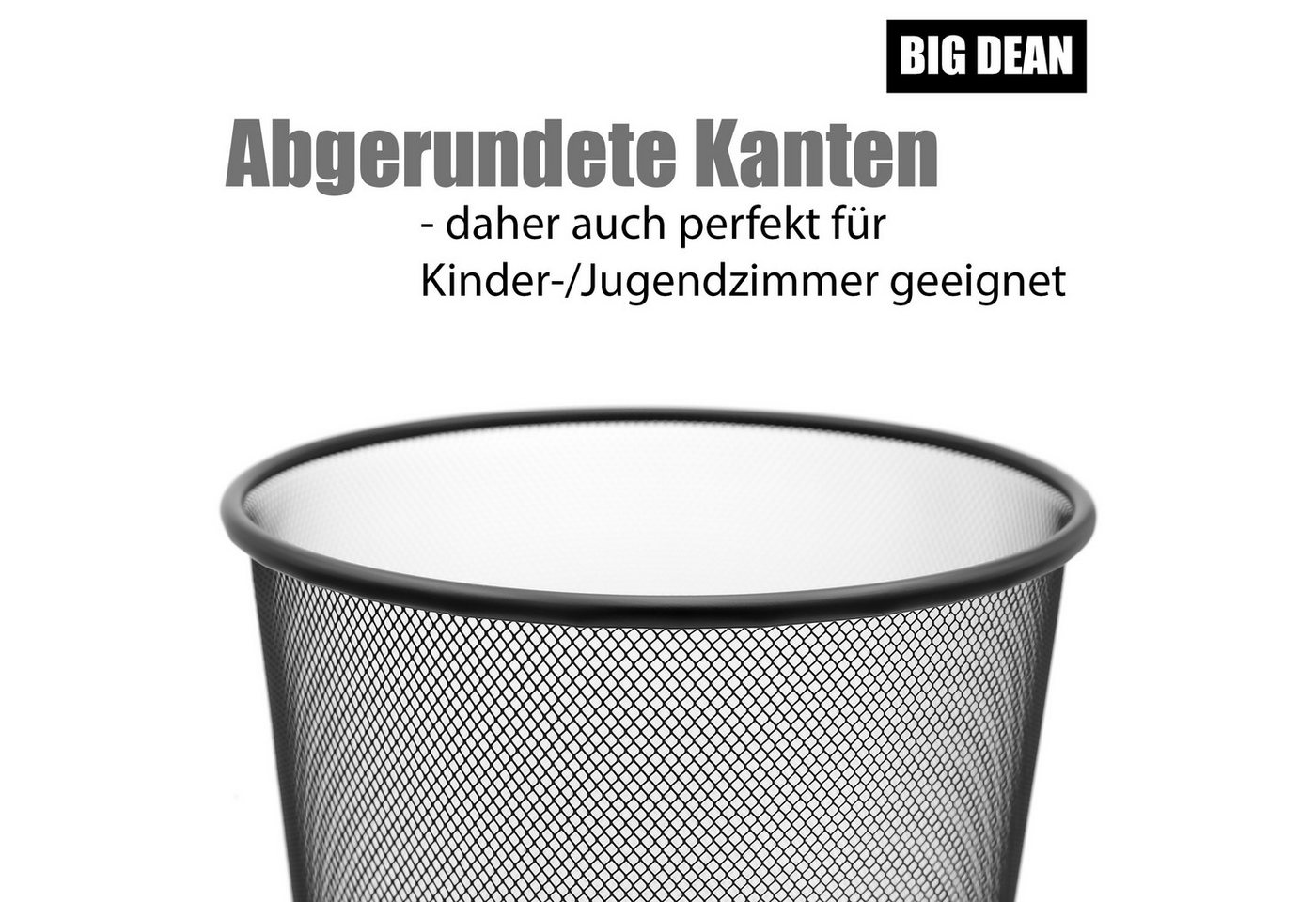 BigDean Papierkorb Mülleimer schwarz 20L Draht robuster Papiereimer für Papierabfälle, Klassisches Zeitloses Design, Leicht, Langlebig, Stabil – Bild 5 von 5
