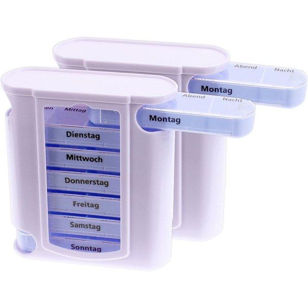 BigDean Pillendose 2er Set Pillenbox Tablettendose Medikamentenbox Turm Tower (Set, 2 St., Pillendose), Wochentage pro Box, Praktisch, Kompakt für Reisen geeign