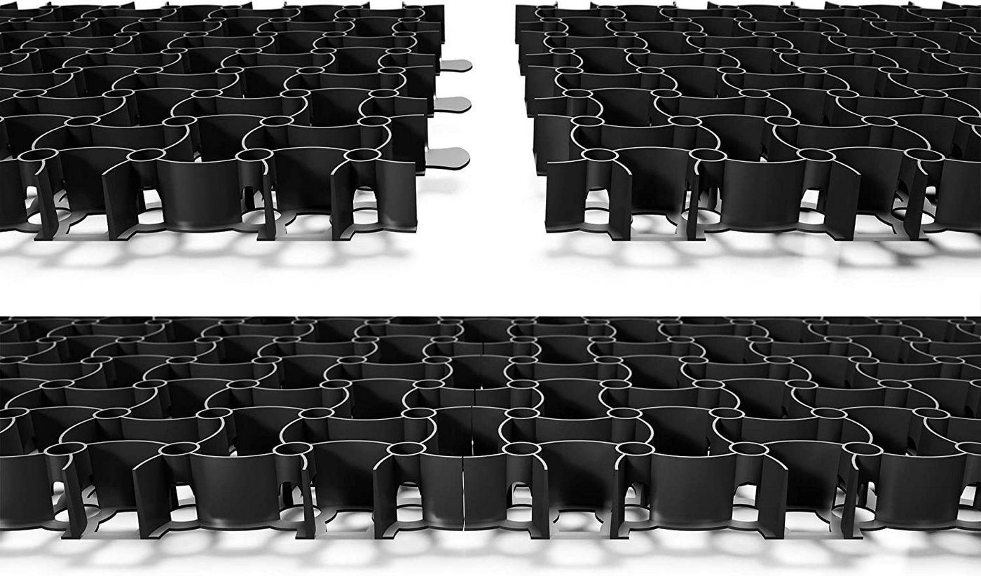BigDean Rasengitter 20x Paddockplatte SCHWARZ 50x50cm Reitplatzmatten Rasenmatten Rasenwab, 50x50 cm, Set, 20-St., Rasengitter, UV-Beständig, Leichtverlegbar, B – Bild 3 von 5