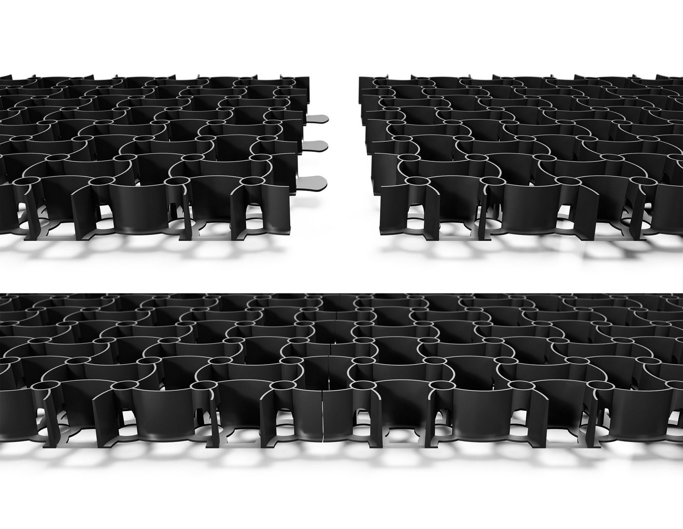 BigDean Rasengitter 24x Rasengitter Paddockplatte SCHWARZ 50x50 cm, 50x50 cm, Set, 24-St., Rasengitter, UV-Beständig, Leichtverlegbar, Belastbar, Erosionsschutz – Bild 3 von 5