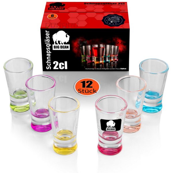 BigDean Schnapsglas 2cl in Geschenkbox – hochwertige Shotgläser lebensmittelecht, 12-tlg., Glas, Robustes Glas, Langlebige Qualität, Elegante Form, Vielseitig.