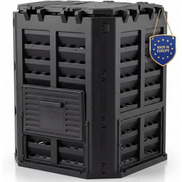 BigDean Schnellkomposter 360L Garten UV-beständig Wetterfest Frostsicher Schwarz, BxTxH: 69x69x84 cm, 360 l, (7 St), Intelligentes Belüftungssystem, Praktische 