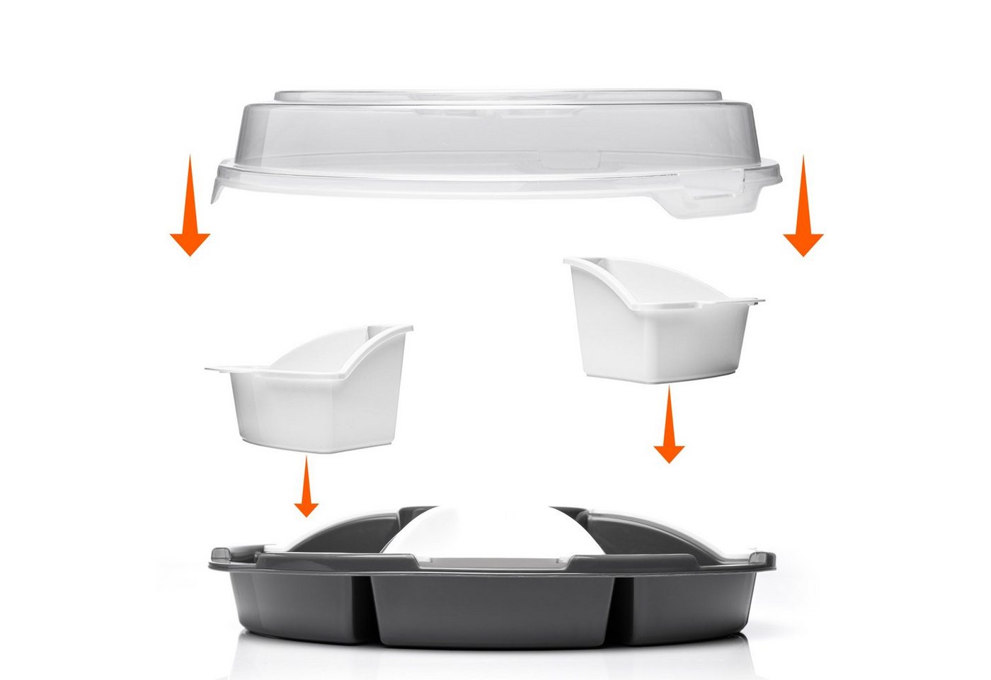 BigDean Servierschüssel 2x Snackschale Servierplatte Servierschalen Set mit Deckel Snackteller, Kunststoff, (Set, 8-tlg), Snacks, Dips, Vielseitig, Spaß für jed – Bild 4 von 5