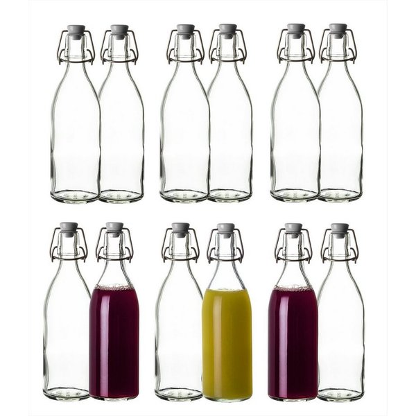 BigDean Trinkflasche Glasflasche, Schlichtes Design, Bügelverschluss, Hochwertiges Glas
