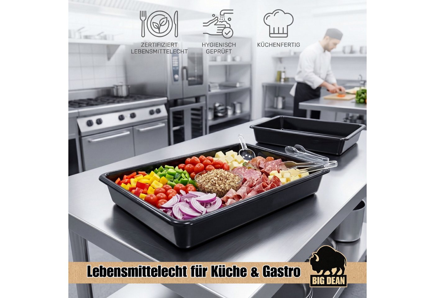 BigDean Tropfschale Wanne 54x40x8,8 cm Lebensmittelecht Universalwanne 13 Liter, für Lebensmittel, Kleintierklo, Ölauffangwanne, Tiernahrung, Pflanzschale, (Pac – Bild 3 von 5
