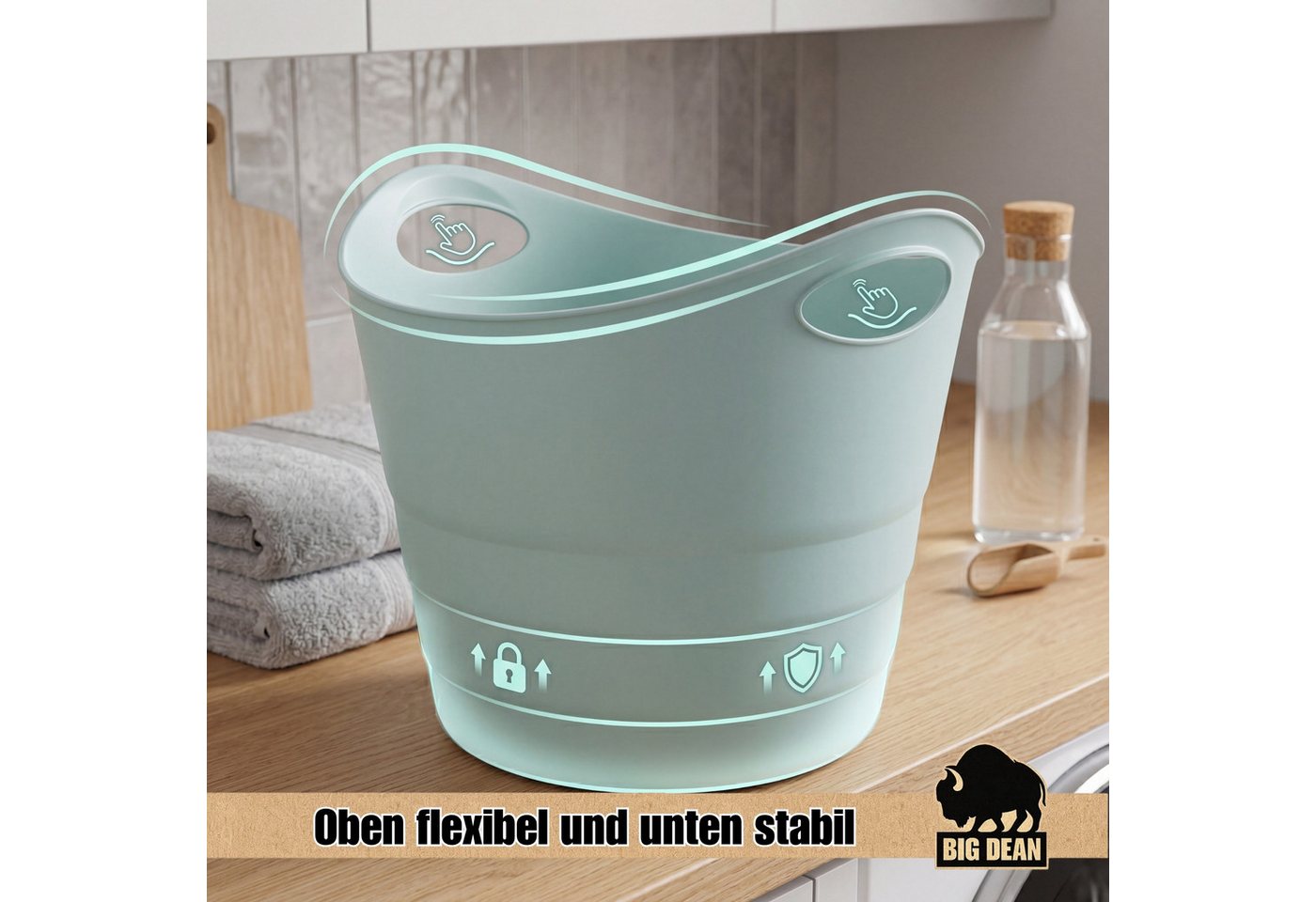BigDean Wäschekorb Gummitrog Trog mit Tragegriffen Universal Flexibler Gartenkorb (Packung, 4 St., Gummitrog), Flexibel, Groß, Pflegeleicht, Waschbar, Robust – Bild 3 von 5
