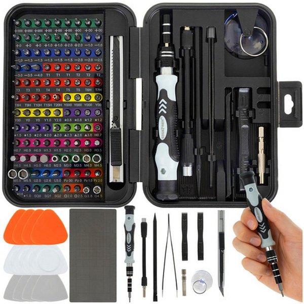 BIGSTREN Werkzeugset Präzisions-Schraubendreher-Set Service-Bits, (Spar-Set, 133-tlg., Magnetisierungswerkzeug), Enthält 108 CRV-Präzisionsbits sowie umfangreic