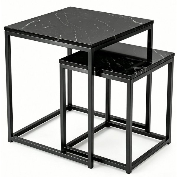 BIGTREE Couchtisch 2er Set Wohnzimmertisch Set Quadratisch Wohnzimmer Tisch (Set, 2er Set), Maße: groß:40×40×50cm klein:30×30×40cm