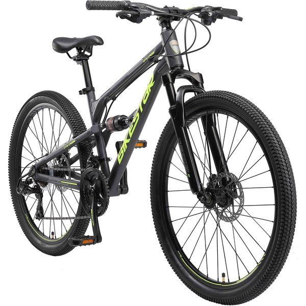Bikestar Mountainbike 27.5 Zoll, ab 157 cm, Aluminium, Damen, Herren, 21 Gang Shimano Tourney RD-TY300 Schaltwerk, Kettenschaltung, Scheibenbremse, Rahmen 41.9 