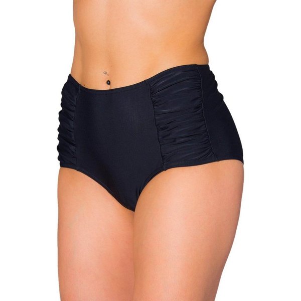Aquarti Bikini-Hose Aquarti Damen Bikinihose mit Hoher Taille und Raffung