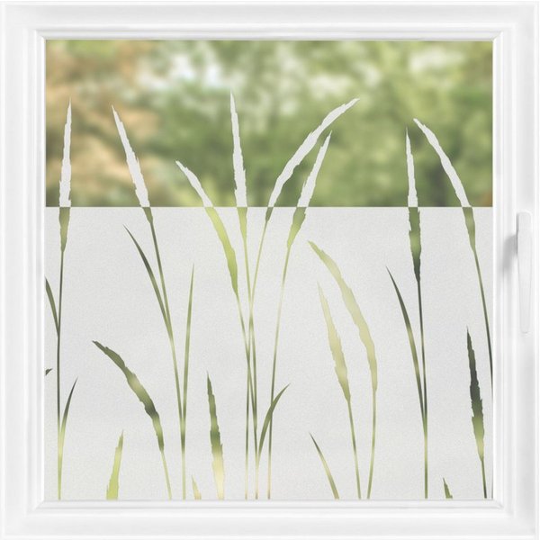 Bilderdepot24 Fensterfolie statisch haftend Motiv Fensterdeko Schilf Gräser Bordüre Blume, blickdicht, Innen Fenster Tür Balkontür Küche Badezimmer Wohnzimmer S