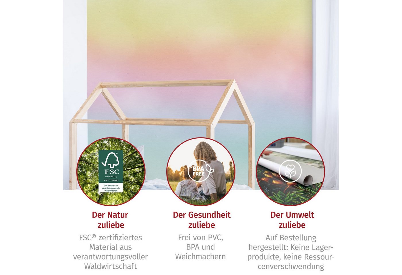 Bilderdepot24 Kindertapete Regenbogen Wasserfarben Illustration Kinder bunt moderne Wanddeko XXL, Glatt, Matt, (Vliestapete inkl. Kleister oder selbstklebend),  – Bild 5 von 5