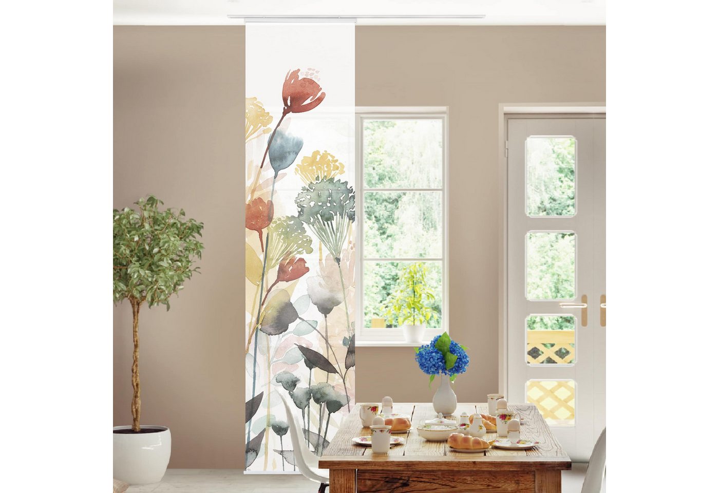 Bilderdepot24 Schiebegardine Flächenvorhang blickdicht Wildblumen im Sommer II (1 St), halbtransparent, Wohnzimmer große Flächengardine lichtdurchlässig für Kle – Bild 2 von 5