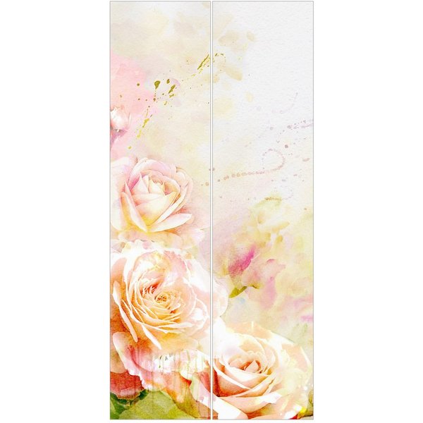 Bilderdepot24 Schiebegardine modern Flächenvorhang blickdicht Aquarell Rosen (2 St), halbtransparent, Wohnzimmer große Flächengardine lichtdurchlässig als Klemm