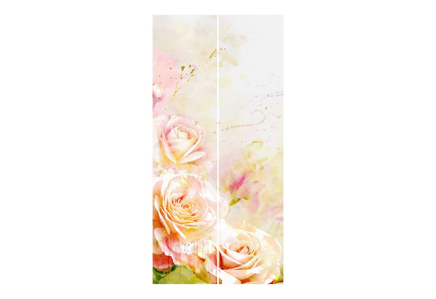 Bilderdepot24 Schiebegardine modern Flächenvorhang blickdicht Aquarell Rosen (2 St), halbtransparent, Wohnzimmer große Flächengardine lichtdurchlässig als Klemm – Bild 4 von 5