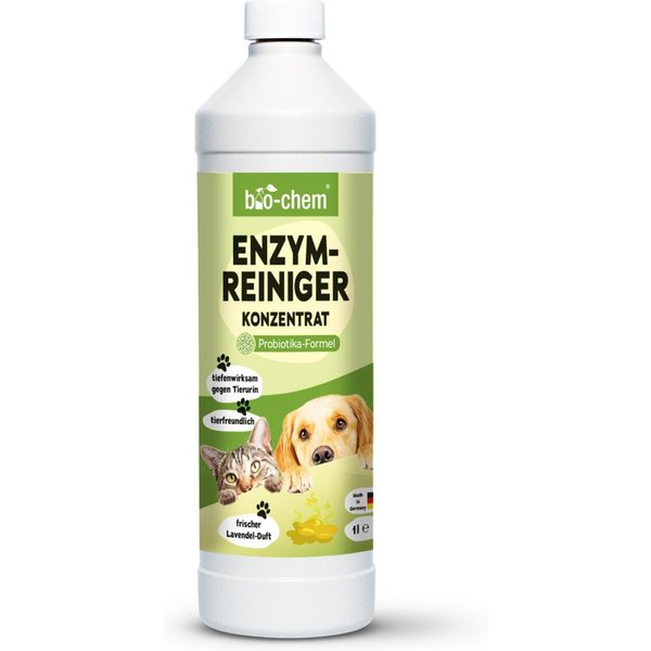 bio-chem Geruchsentferner Enzymreiniger 1 L Geruchsentferner gegen Urin, Katzen & Hundeurin (Einzelprodukt, Enzymreiniger Konzentrat 1 L), Probiotisch & tiefenw