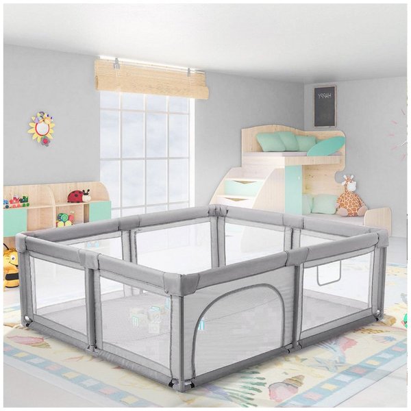 bioby Laufgitter, Kinder Laufstall Schutzgitter Babyzaun atmungsaktive 150x150x55cm