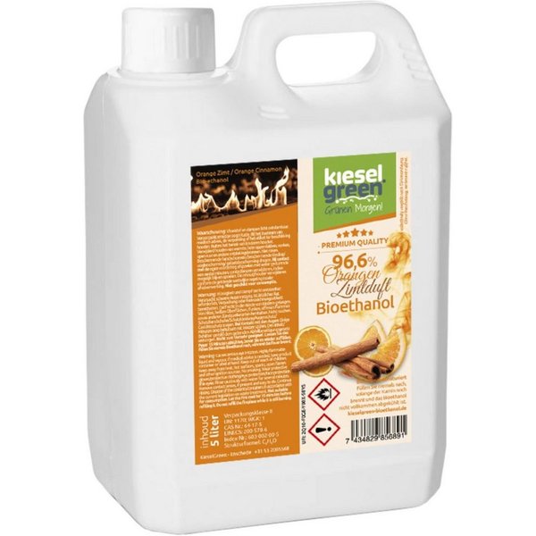 KieselGreen Bioethanol KieselGreen Bioethanol 5/10/25/50 Liter mit Duft für Ethanol-Kamin, 5 l