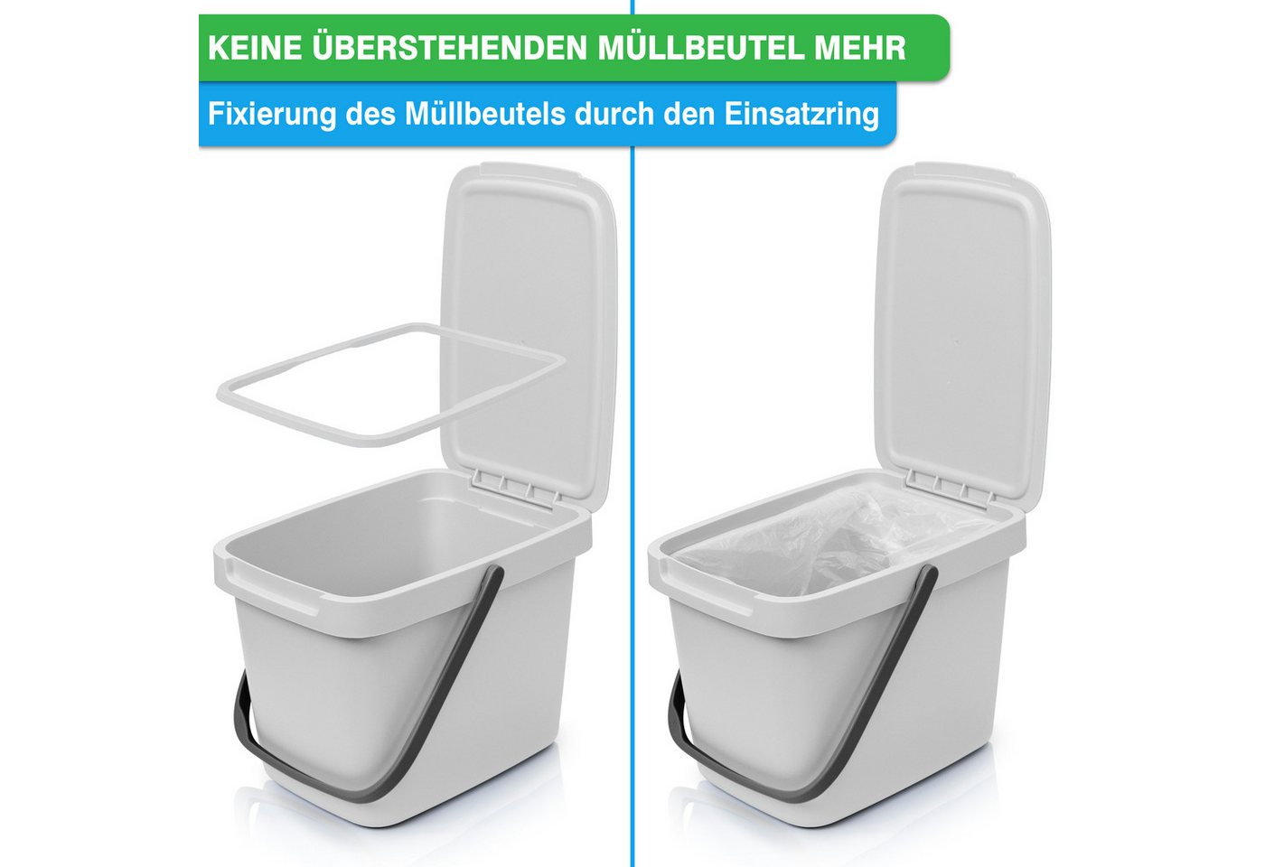 YourCasa Biomülleimer YourCasa® Biomülleimer Küche 6L Komposteimer für alltäglichen Biomüll, Mit Wandhalterung – Bild 3 von 5